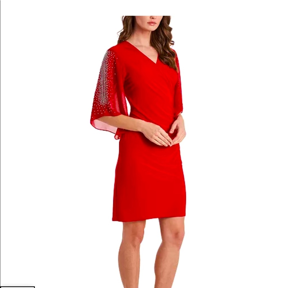 MSK Red Embellished Cold Shoulder Dress—great for Valentine’s Date💋♥️